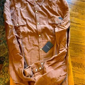 Lucky brand men’s corduroy long sleeve shirt XXL, rust color, NWT.